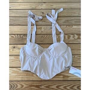 NWT Parthea Tie Shoulder Corset Bra Top Size Medium Women’s Beige